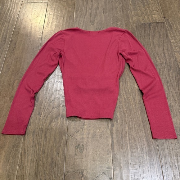 Red by BKE Buckle Women's Pink Ribbed Twist Front Long Sleeve Crop Top Size S - Picture 4 of 7